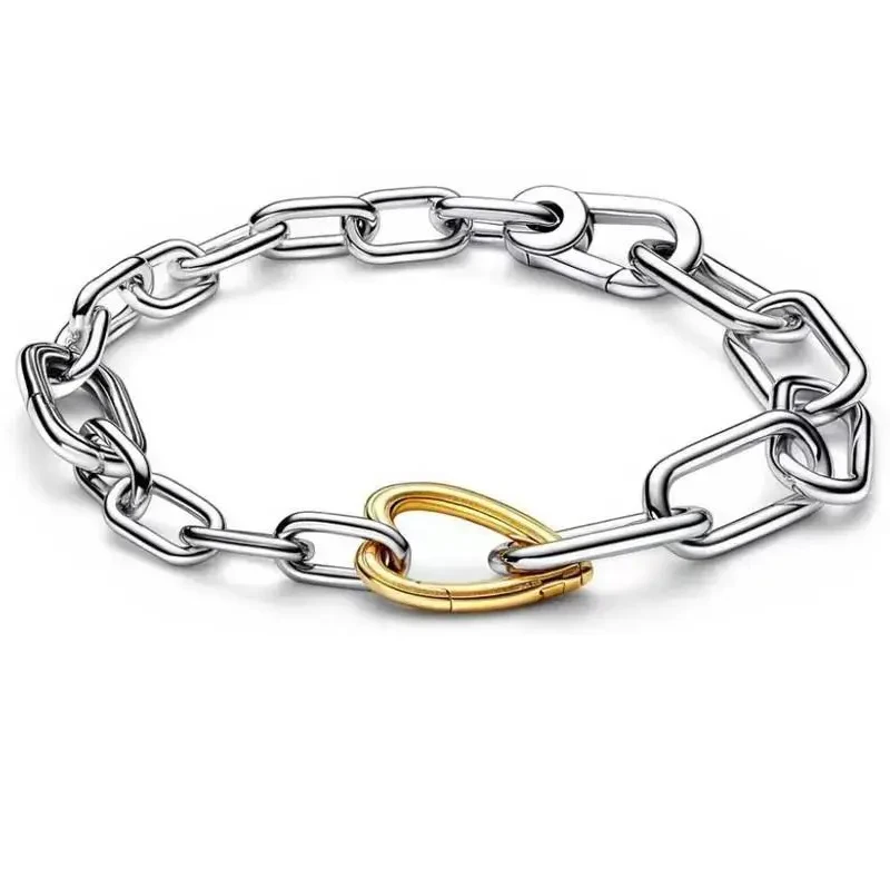 New Women's Fashion Bracelet 925 Sterling Silver Original Logo ME Small and Medium Ring Chain Bracelet DIY Charming Jewelry Gift