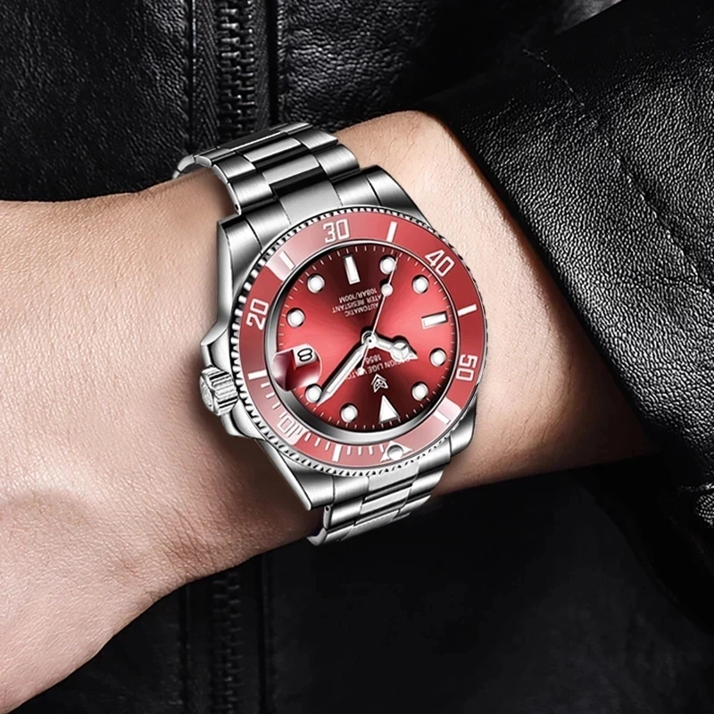 LIGE Fashion Mens Watches Business Luxury Automatic Mechanical Watch Sports Waterproof Date Clock Stainless Steel Man Wristwatch