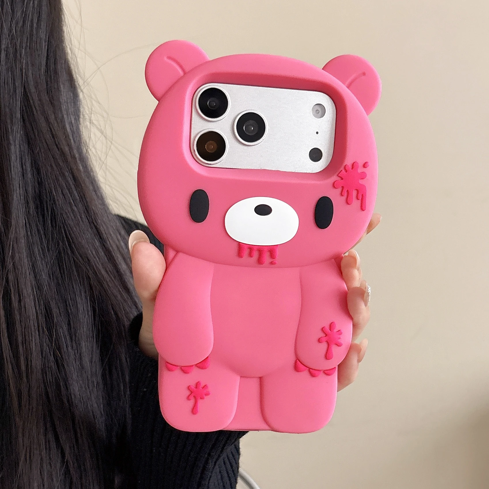 3D Cartoon Bloody Bear Soft Silicone Phone Case Cover - Unique & Cute Design