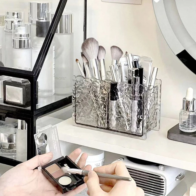 2 Holes Cosmetic Storage Box Makeup Brush Holder Organizer Lipstick Eyebrow Pencil Bathroom Storage Display Stand 3