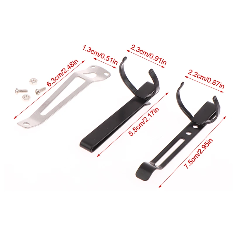 1PC Universal Flashlight Metal Holding Iron Clip Stainless Steel Pen Belt Waist Portable Hook Accessories