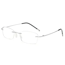 Ultra - Light Frameless Anti - Blue Light Reading Glasses - Simple Square Design - +350 (Sliver)