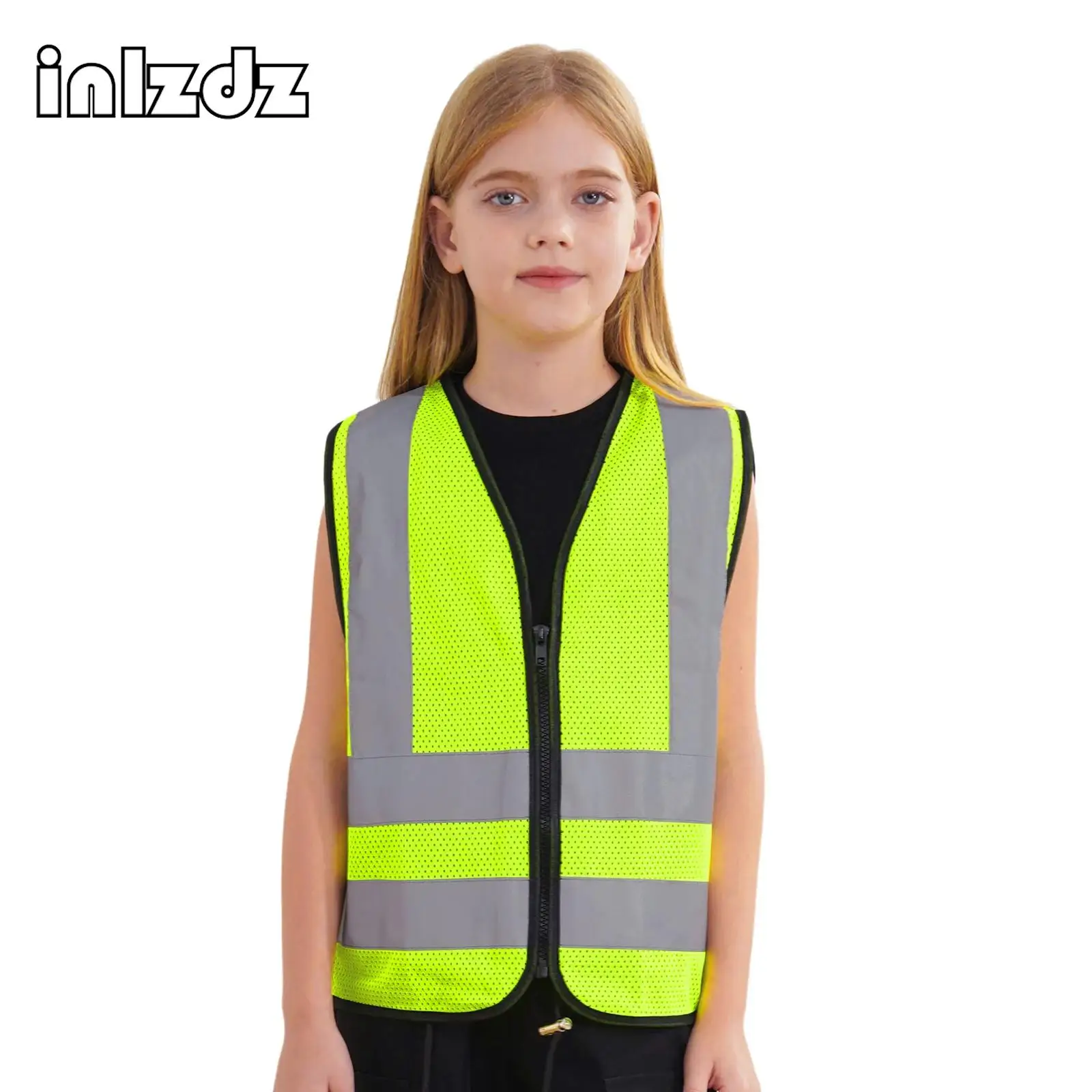Детский светоотражающий жилет из сетчатой ткани, для мальчиков и девочек