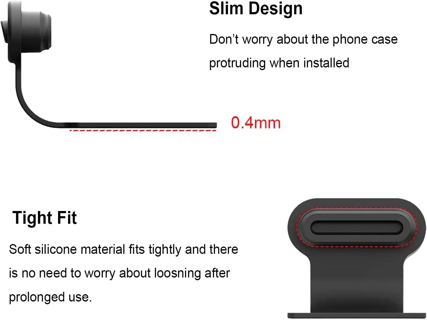 USB-C 분실 방지 먼지 마개, 아이폰 15-17 및 모든 타입-C 안드로이드 충전 포트용 탈부착 가능한 접착식 실리콘 마개