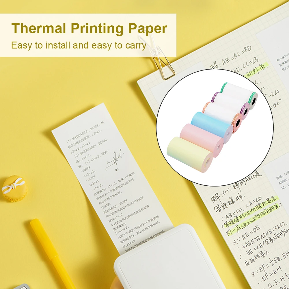 6 Roll Printable Sticker Paper Roll Direct Thermal Paper with Self-adhesive 57x30mm for Paperang P1/P2 Pocket Thermal Printer