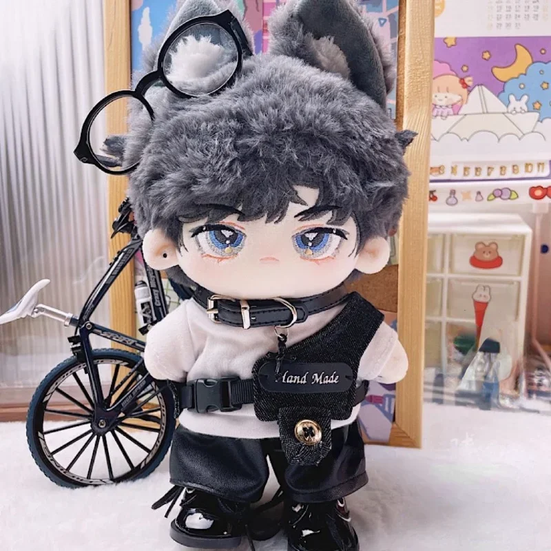 

KPOP Plush 20cm Doll Handsome Cool Guy Black Hoodie Hat Clothes Outfits Dress Up Cosplay Accessories Anime Figure Toy Xmas Gift