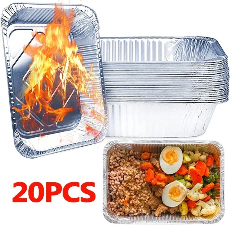 Oil-Proof Air Fryer Tin Box for Oven Steaming Basket Disposable Non-Stick Aluminum Foil Paper Box Kitchen Tool BBQ Tray 10/20pcs
