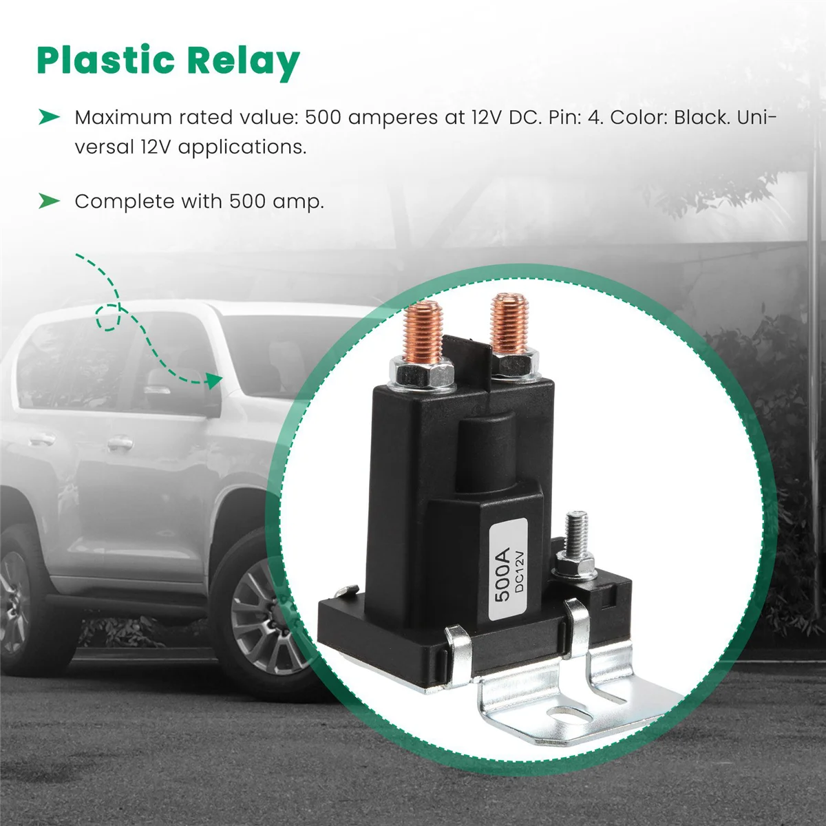 Dual Battery Isolator Relay Start On/Off 4 Pin 500A 12V For Car Power Switch DY