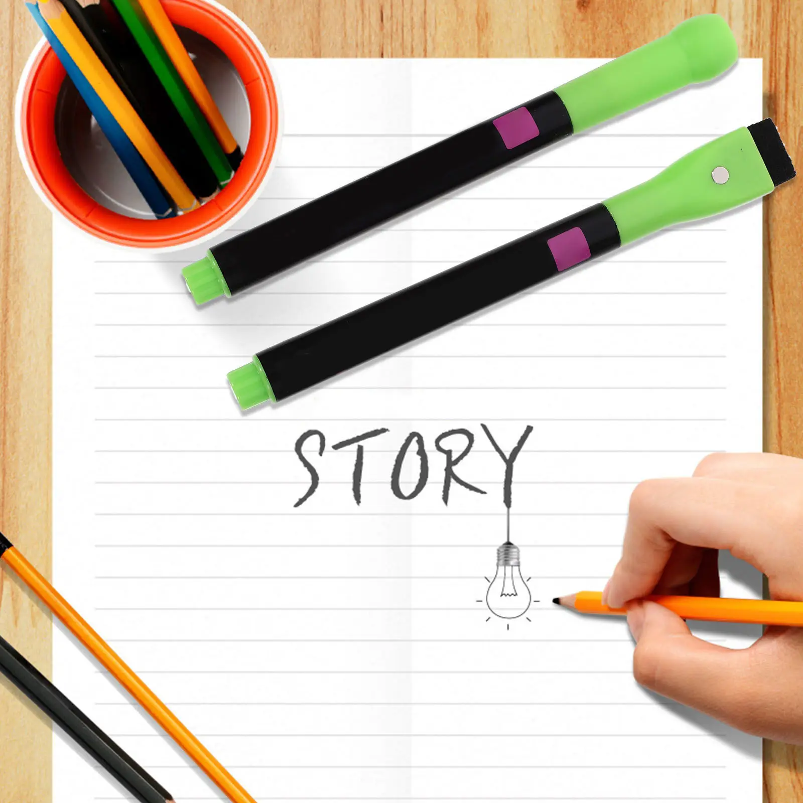 16Pcs LED 보드 분필 마커 휴대용 액체 분필 펜 부드러운 그립 학교 유치원 지울 수있는 칠판 쓰기 마커