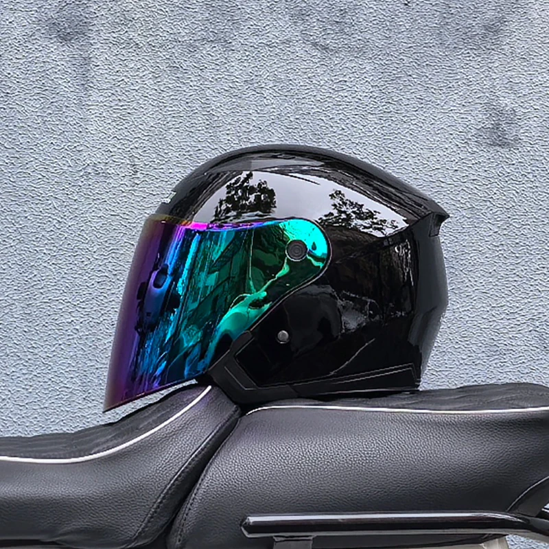 thumbnail image 1 of Casco de motocicleta para hombre y mujer, capacete para motocicleta, cascos para moto, doble lente, medio casco de carreras, para las cuatro estaciones, 1 of 4