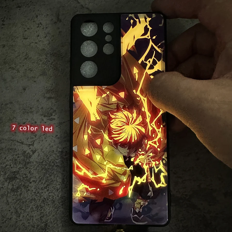 LED phone case - tempered glass back with TPU frame protection