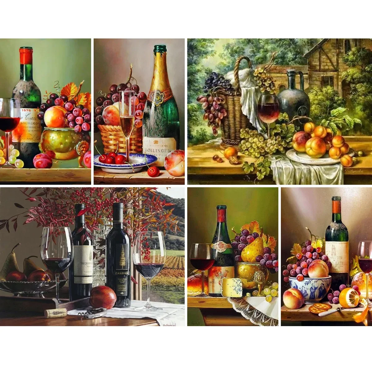 

5D DIY Diamond Painting Still Life Red Wine Fruit Full Square Round Diamond Embroidery Mosaic Cross Stitch Kitchen Wall Art