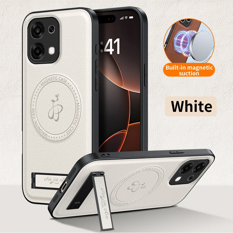 Leather Stand Case with Magnetic Holder and Camera Protection
