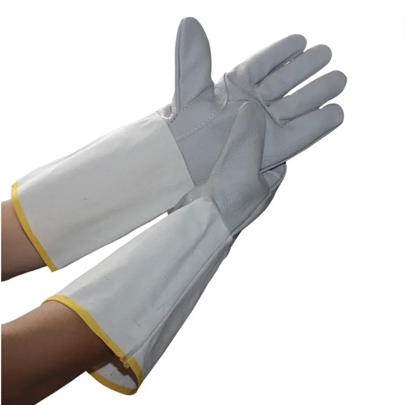 One Pair Lengthen Fireproof Heat Resistant Cow Leather Gloves Welding Work Gloves Protective For Welders Against Scalding protective gloves,safety gloves