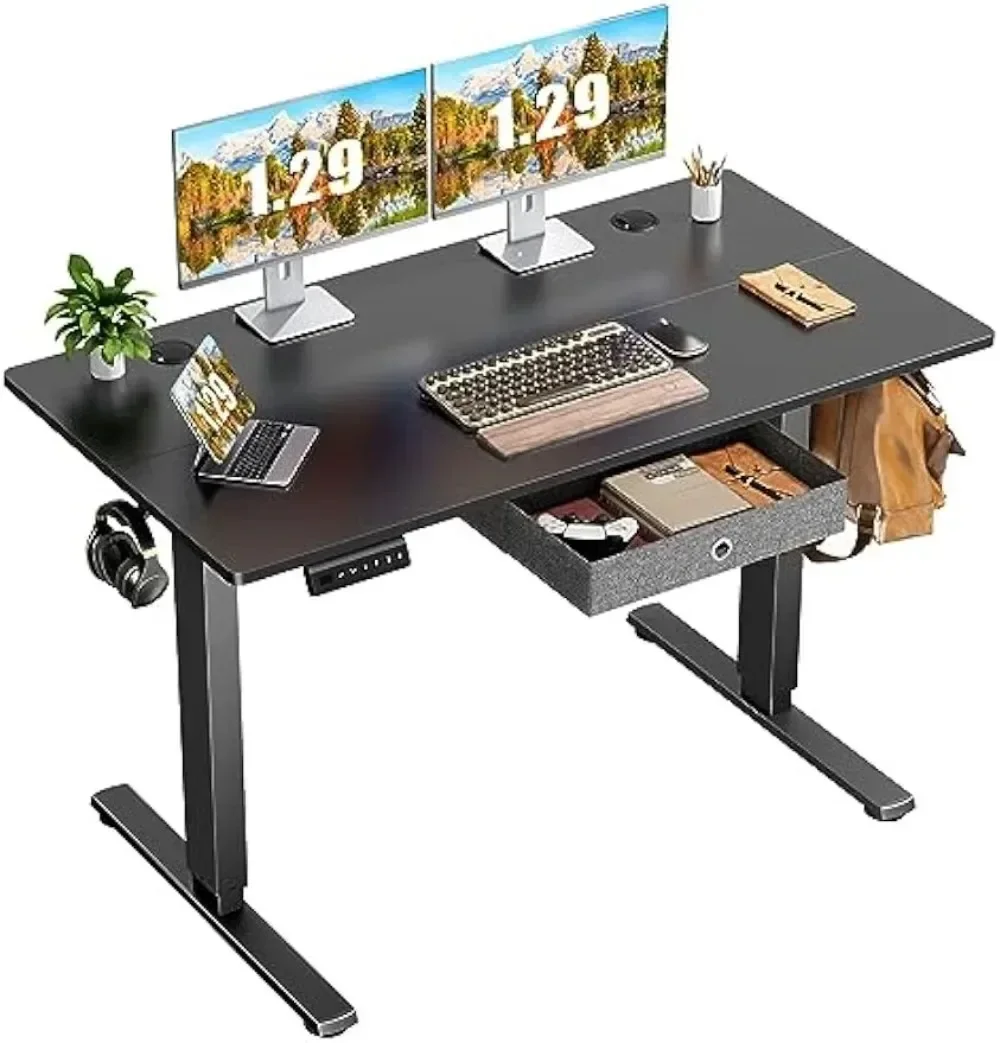 Electric Standing  with Drawer 48 x 24 Inches Stand up Desk with Storage Height Adjustable Desk Sit Stand Desk Black Frame custom custom logo printed eco friendly brown white black kraft paper boxs cardboard folding drawer gift box