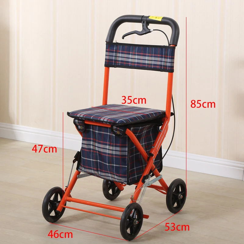 mini shopping cart of the elderly climbs Walking Stick  fold move  tools pushed lightly the elderly four-wheeled vehicle 4
