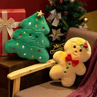 Christmas Tree Gingerbread Man Snowman Gingerbread House Plush Toy Coussin Extérieur Imperméable Jardin 2