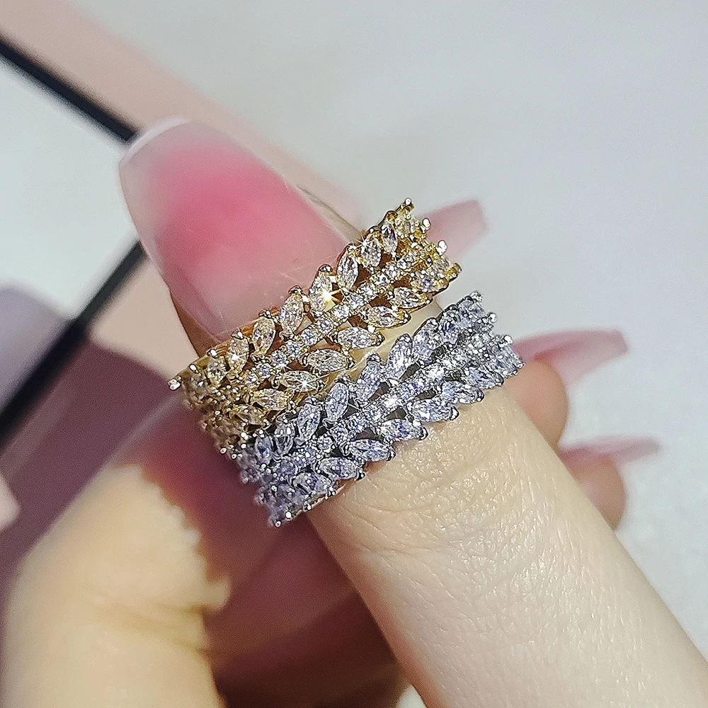 Luxury Fashion Marquise Zircon Cut Eternity Band Ring for