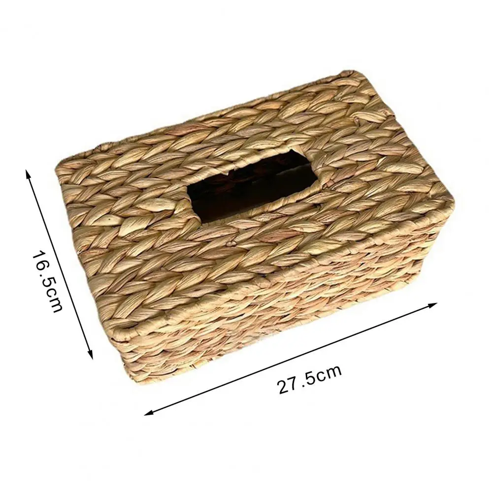 Rattan Tissue Box Holder Water Hyacinth Handwoven Straw Basket Natural Wicker Napkin Dispenser Square Organizer Rustic Decor 6