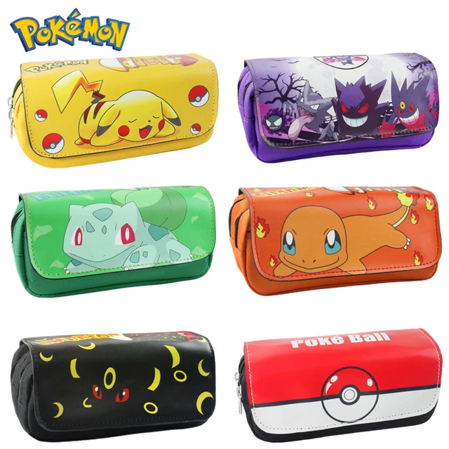 Cartone animato carino scatola di cancelleria astuccio Pokemon Pikachu  Eevee Charmander Squirtle studente grande capacità doppia cerniera penna  Bag - AliExpress