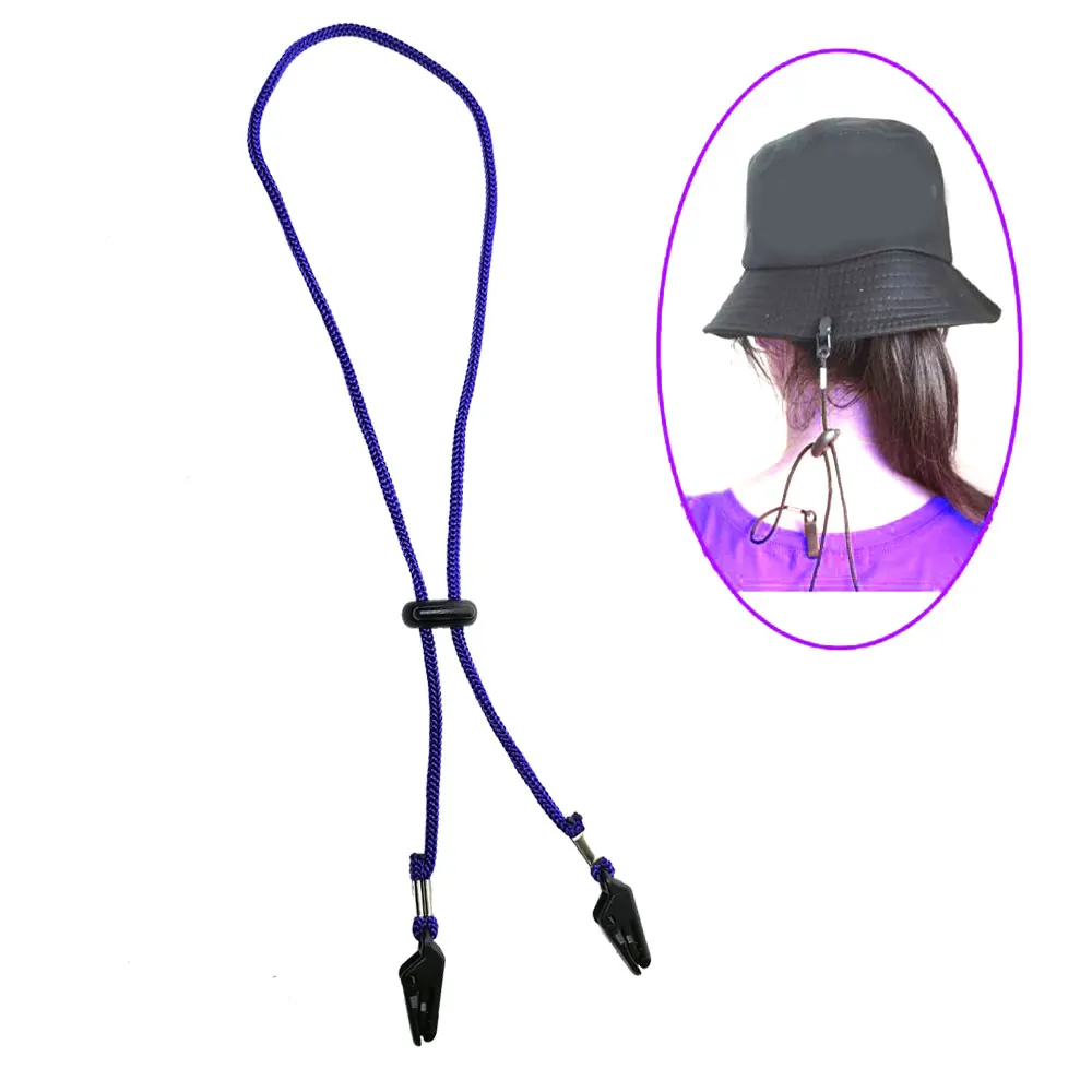 

Fishing Cap Eyewear Retainer Hat Leash Windy Clip Holder Black Nylon Cord Strap And Plastic Windproof Clips Fishing Accessories