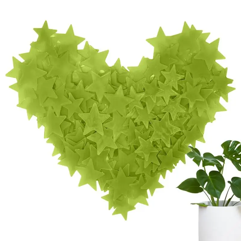 Glow In The Dark Luminous Stars Fluorescent 100 Pcs Stars For Ceiling And Wall Stickers Leave No Trace For Kids Toys Room Decor