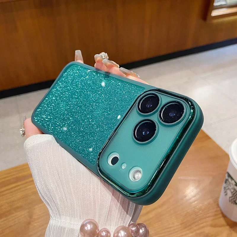 Glitter Gradient Shockproof Silicone Phone Case with Lens Protection