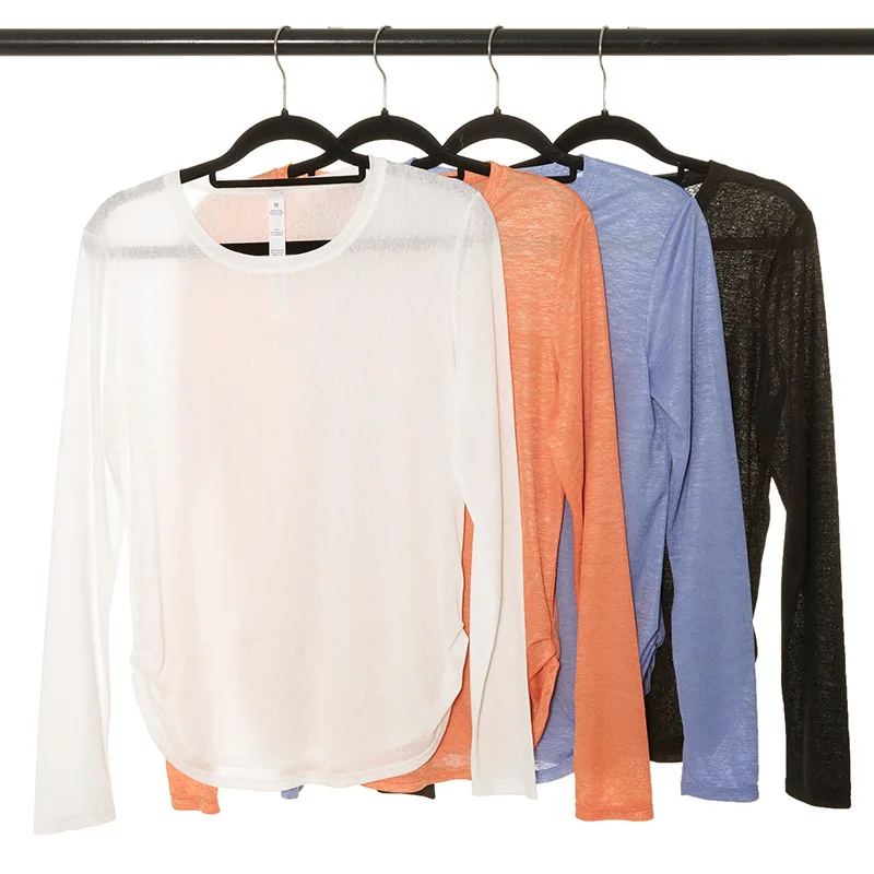 

Pmwrun Women's Active Wear Yoga Top Loose Long Sleeve Sports Top Women's Quick Drying Fitness T-shirt Sports Cover