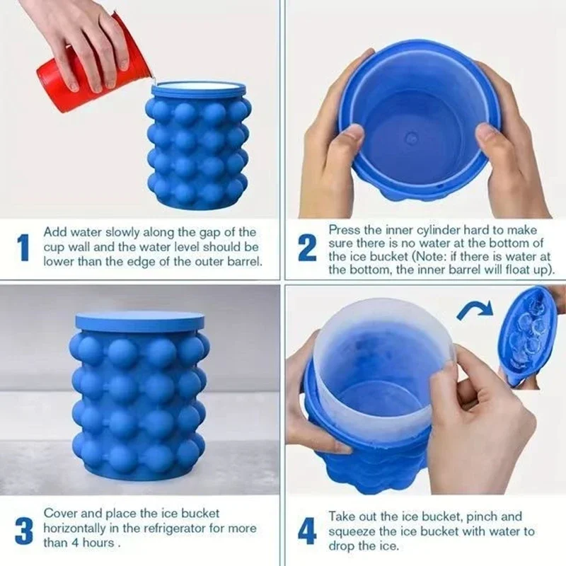 Silicone Ice Bucket Portable Whiskey Beer Frozen Beverage Machine Ice Cube Making Bucket High-capacity Medium Sized