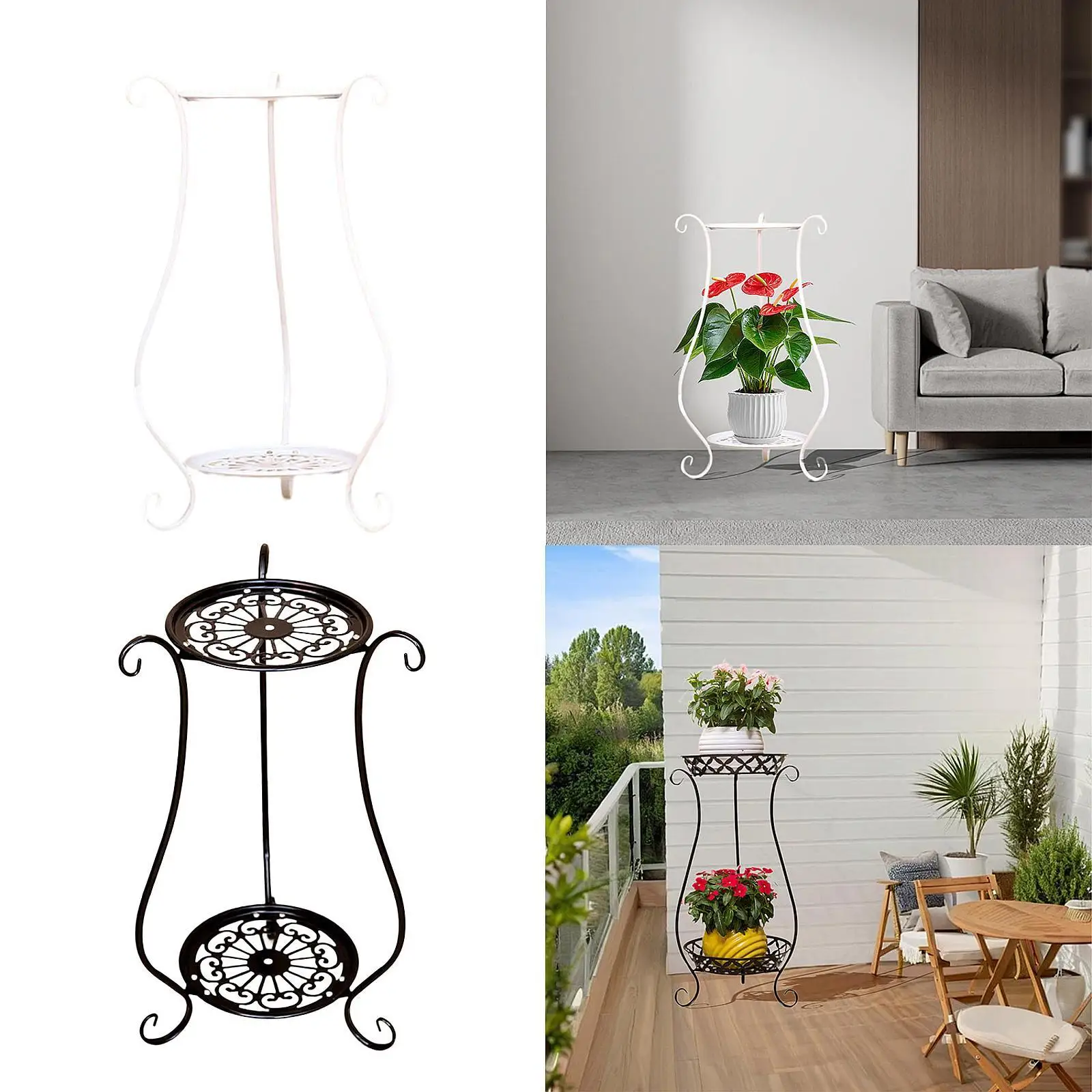 2 Tier Plant Stand Indoor Plant Shelf Metal Multifunctional Flower Display Rack Flower Pot Holder for Living Room Garden Home