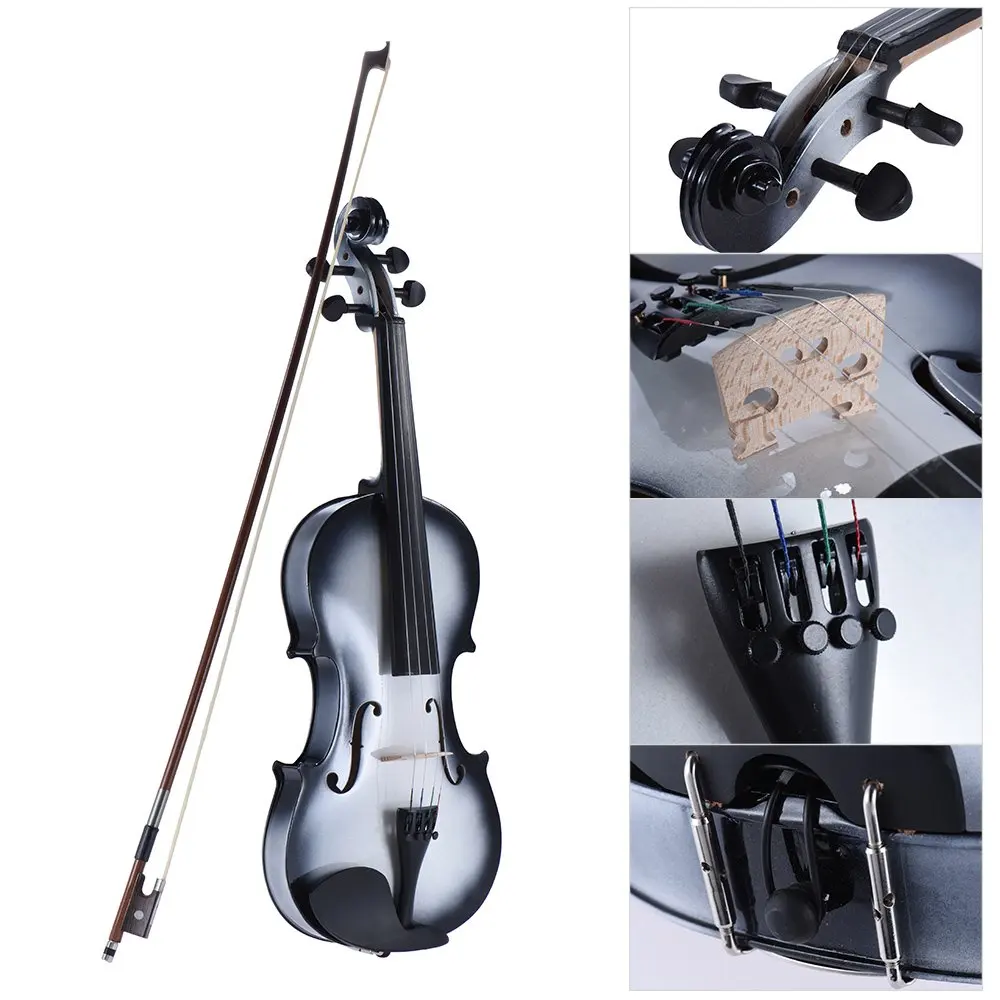1/4 Size Acoustic Violin Fiddle Maple Wood Top Back Fiddle Case Bridge Tailpiece Brazilwood Bow KIT