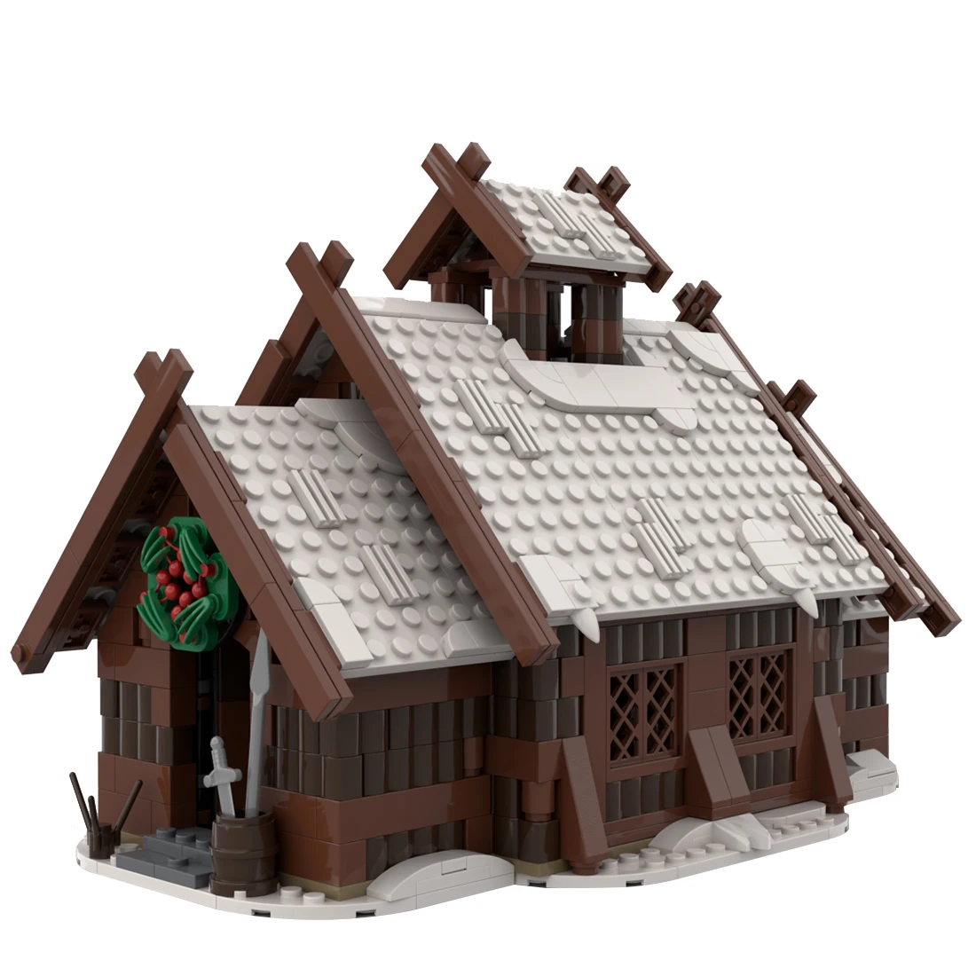 

Authorized MOC-96080 Winter Viking Mead Hall Medieval Village Theme Building Blocks MOC Set (763PCS)