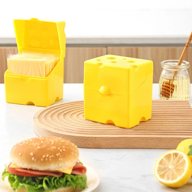 

Cheese Storage Box Refrigerator Food Storage Container Cute Flip Cover Cheese Slice Storage Box Fresh Keeping Tea Bag Jar