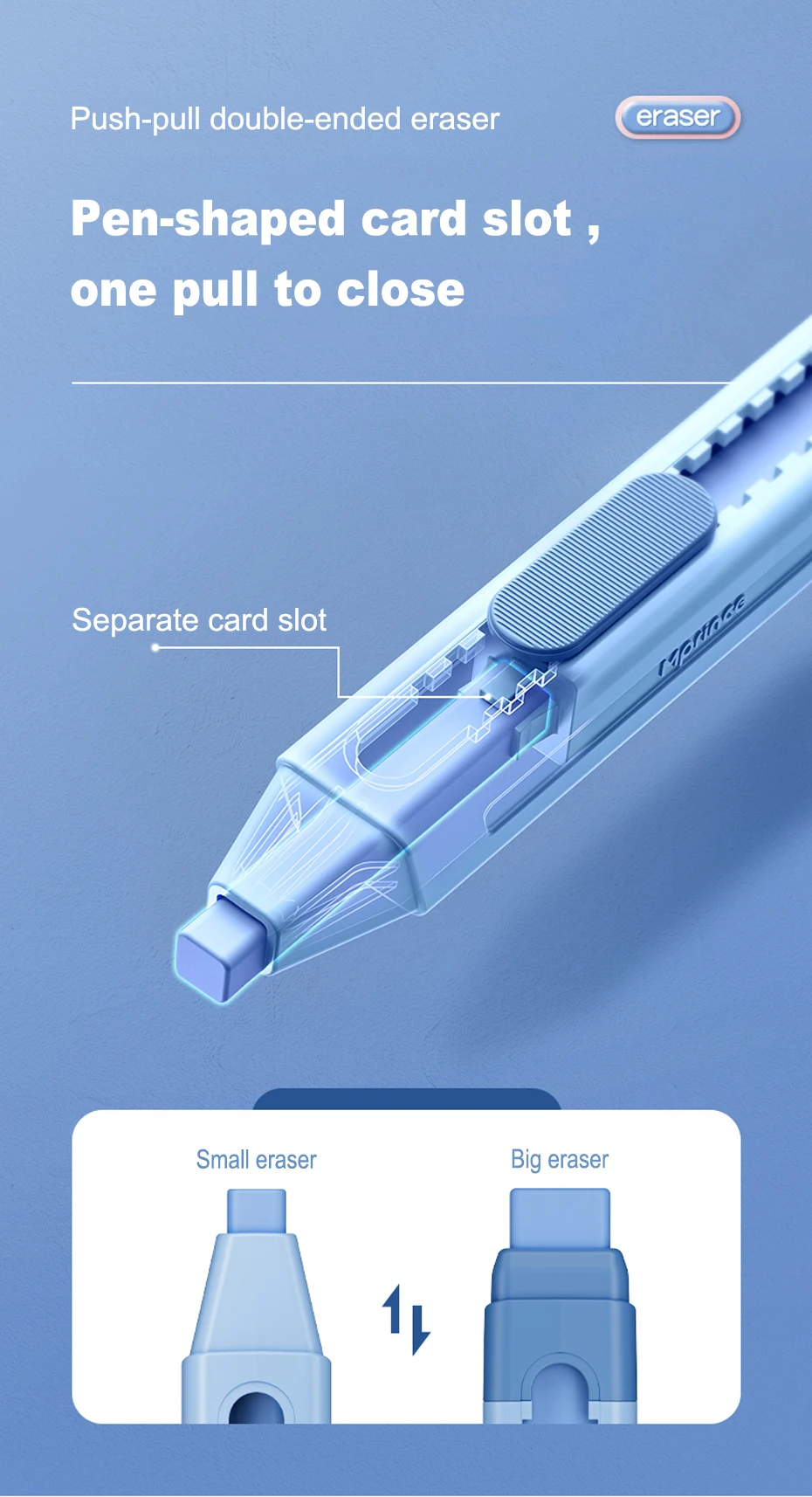 Deli Erasers Pen Retractable Press Pencil Rubber Correction Supplies School Stationery Erasers for Kids Soft Art Eraser Pen cute