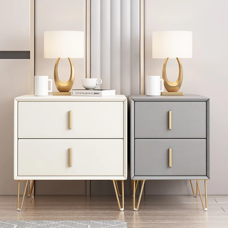 Light Luxury Bedside Table Simple Modern Wooden Chest Of Drawers Italian Nightstand Bedroom Furniture Storage Bedside Cabinet