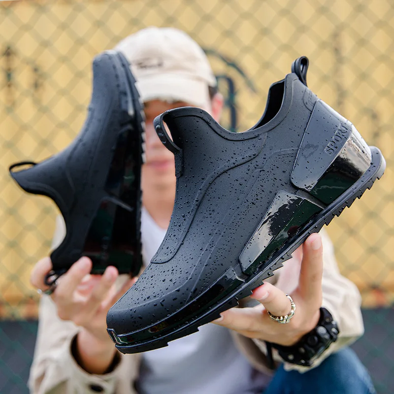 

Men's Rain Boots Waterproof Fishing Shoes Men Ankle Boots Non-slip Kitchen Work Shoes Rubber Water Boots Outdoors Rainboots