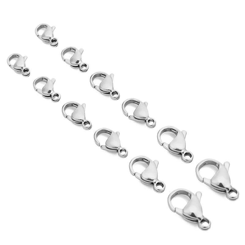 50pcs Stainless Steel Lobster Clasps Hooks for Necklace Bracelet Chains DIY Jewelry