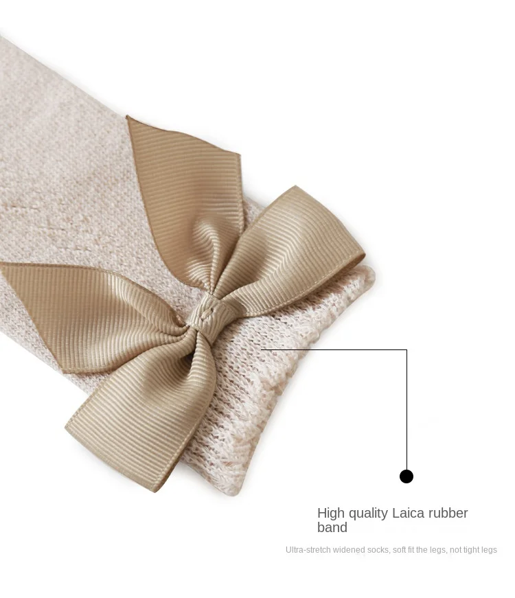 Description Picture 5 of itemBaby Girls Infant Toddlers Cotton Mesh Long Socks Spring Autumn Baby Socks Cute Princess Bow-knot Floor Sock Stockings