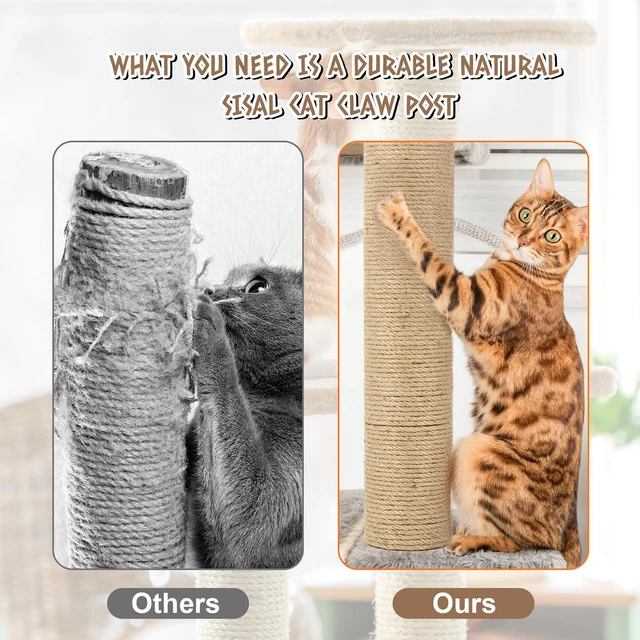 Cat Scratching Post Replacement Natural Sisal Spare Extension Scratch Post for Cats Tree Pole Parts Hemp Rope Scratcher Climbing 4