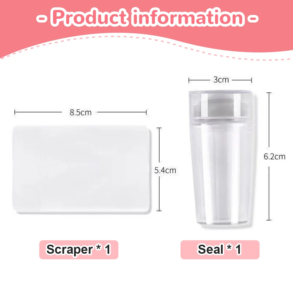 Nail Art Tools Transparent Nail Stamper Scraper 2pcs Jelly Silicone Stamp French Nails Manicuring Kits Stamping Tool Set