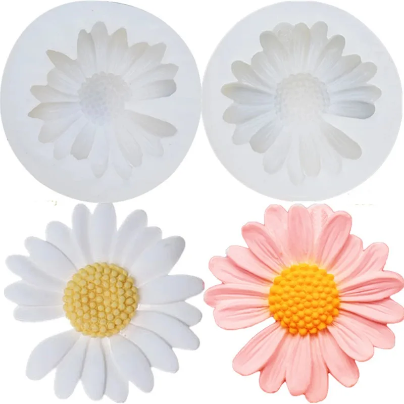 3D Daisy Flower Mold Sun Flower Silicone Mold Aromatherapy Epoxy Soap Candle Mold DIY Decoration Baking Tools For Cakes