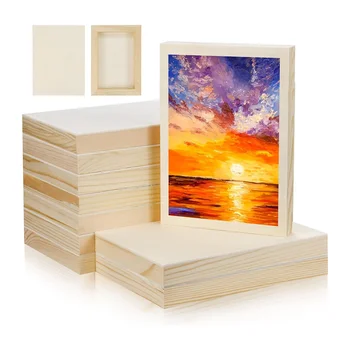 Pannelli in legno da 10 pezzi 5.5x7 pollici, tela di legno non finita in legno per pittura, arti, colata con oli, acrilici