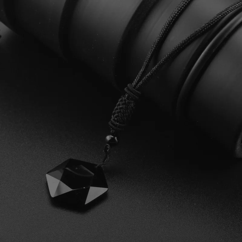 Necklace Pendant Anime Necklace Game Necklace Spirit Pendulum Energy Stone Obsidian Six Star Necklace Men and Women Sweater Chain Necklace