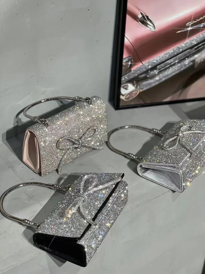 Luxury Glitter Square Box Women's Handbag Shiny Rhinestone Diamond