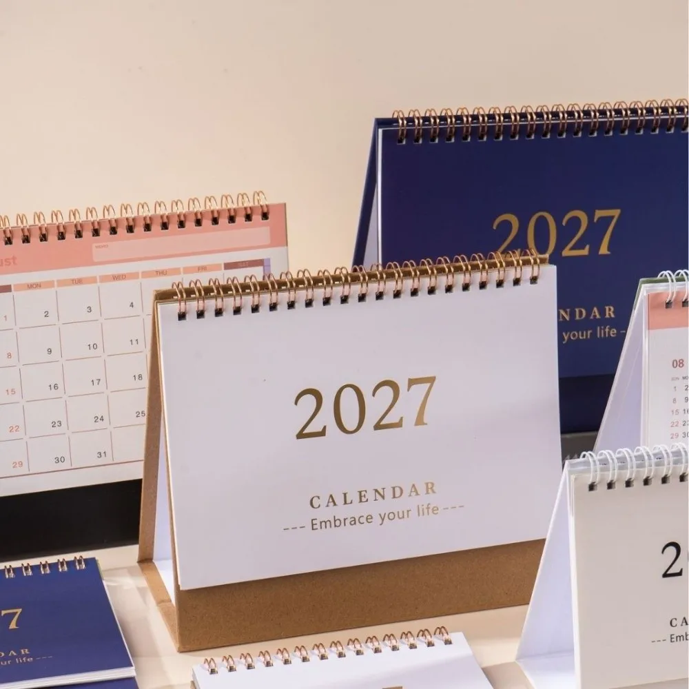 쓰기 가능한 메모 스탠딩 2027 데스크탑 책상 달력 휴대용 접이식 플립 달력 학업 플래너 사무용품
