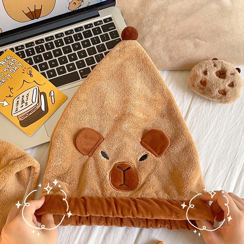 Capybara Hair Drying Hat Quick-dry Hair Towel Cap Water Guinea Pig Hat Bath Hat Towel Cap Super Absorption Hair Dry Cap