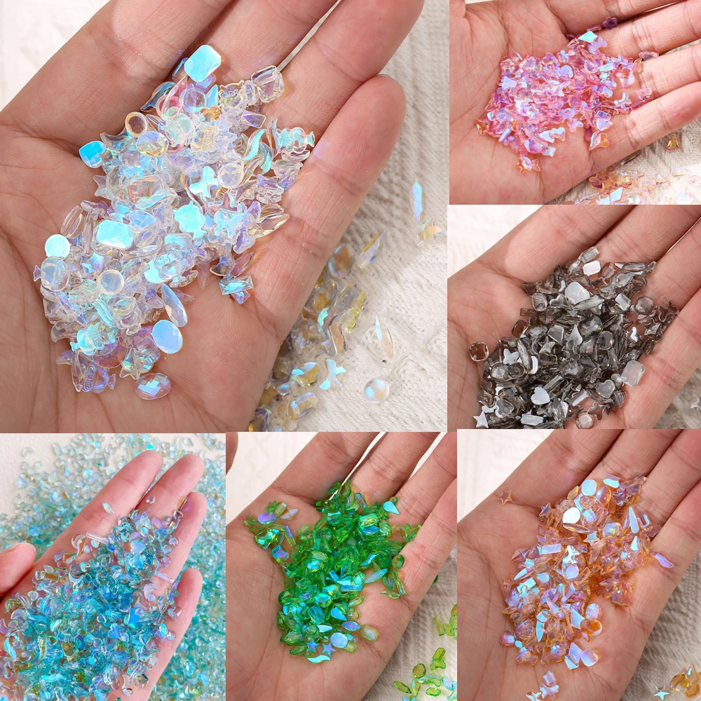 3D Green Nail Art Rhinestones, Sparkly Nail Gems and Rhinestones Kit, Multi  Shapes Crystal Green Flatback Diamonds Rhinestones for Nails Design