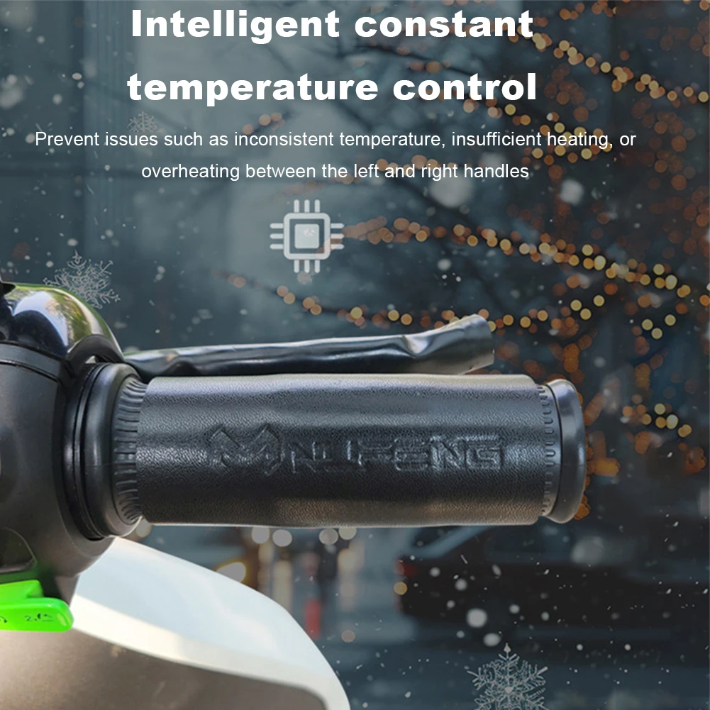 Electric Heated Grip Cover USB Anti Slip Motorcycle Hand Heated Grips 6 Adjustable Temperature ATV Hand Warmers Handlebar Heater