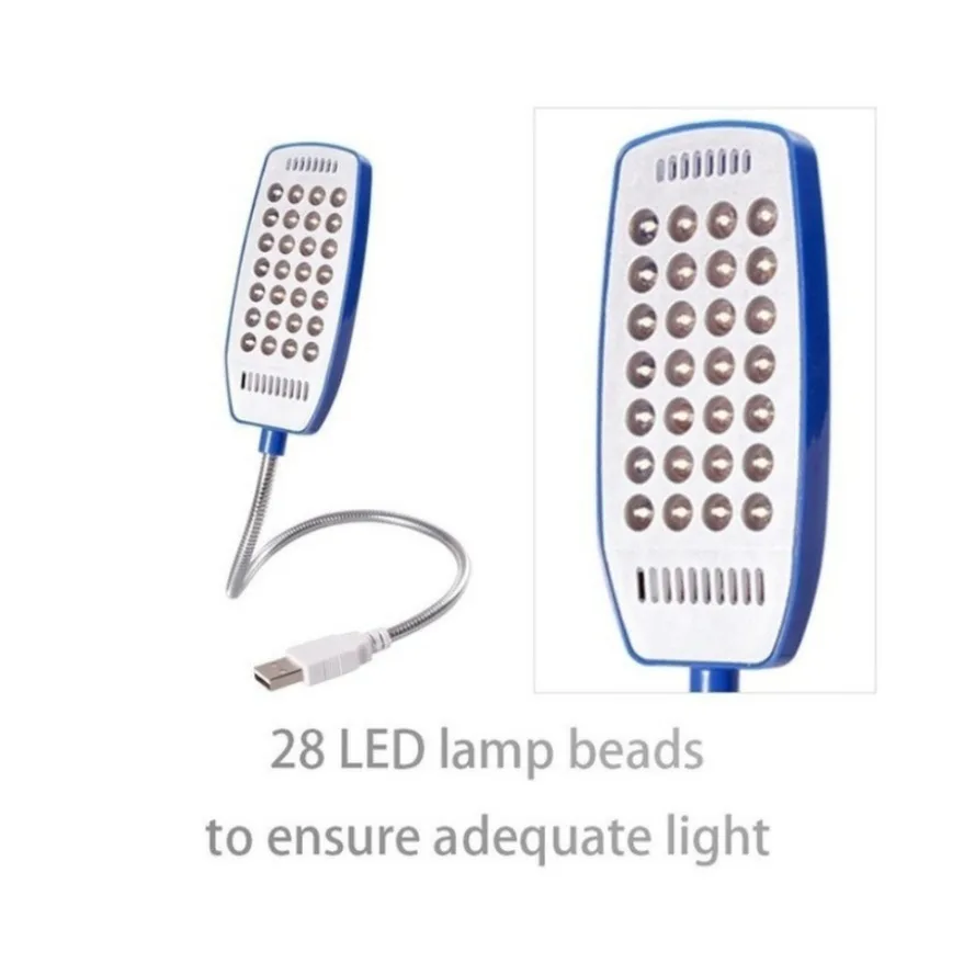 Ultra Bright Flexible USB LED Reading Lamp with 28 LEDs - 4 Color Options