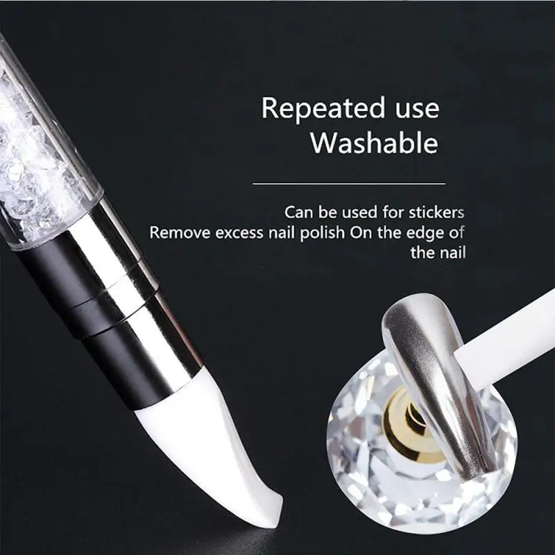 Double Head Nail Art Silicone Sculpture Pen 3D Carving Emboss Glitter Powder Manicure Shaping Silicone Brushes Nail Art Tool 4